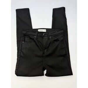 Abercrombie & Fitch Super Skinny Ankle Jeans 26 High Rise Black Coated Stretch